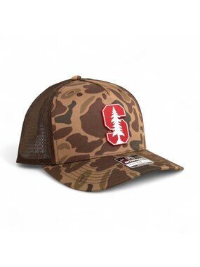 Stanford Cardinal 3D Snapback Trucker Hat- Bark Duck Camo/ Brown